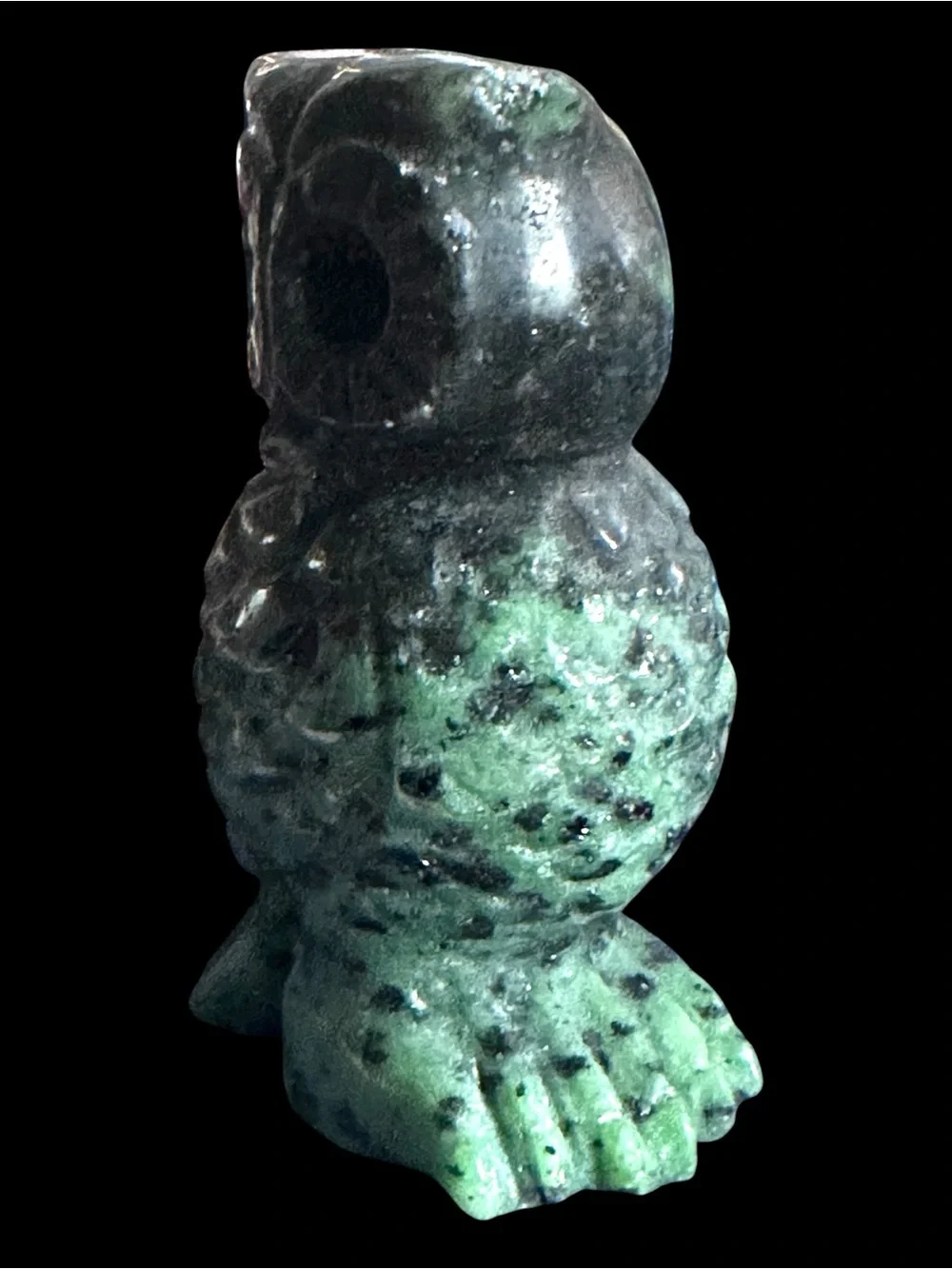Ruby Zoisite Crystal Owl Bird